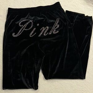 PINK VS RHINESTONE PANTS WITH POCKETS- Black Velvet🎁